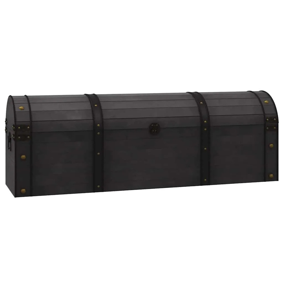 vidaXL Aufbewahrungstruhe aus Massivholz im Vintage-Stil, Schwarz, B/T/H: 120 x 30 x 40 cm - Bild 2