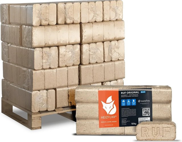 RUF Original Blue Holzbriketts aus Nadelholz, 300 kg Palette (30 x 10 kg) - Bild 1