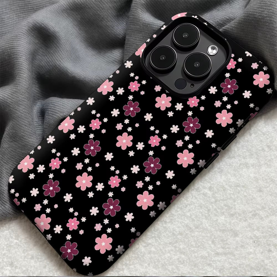 Potdemiel Pink Bloom Noir Robuste Doppelschichtige Handyhülle für iPhone 17 16 15 14 13 Pro Max Plus - Bild 5