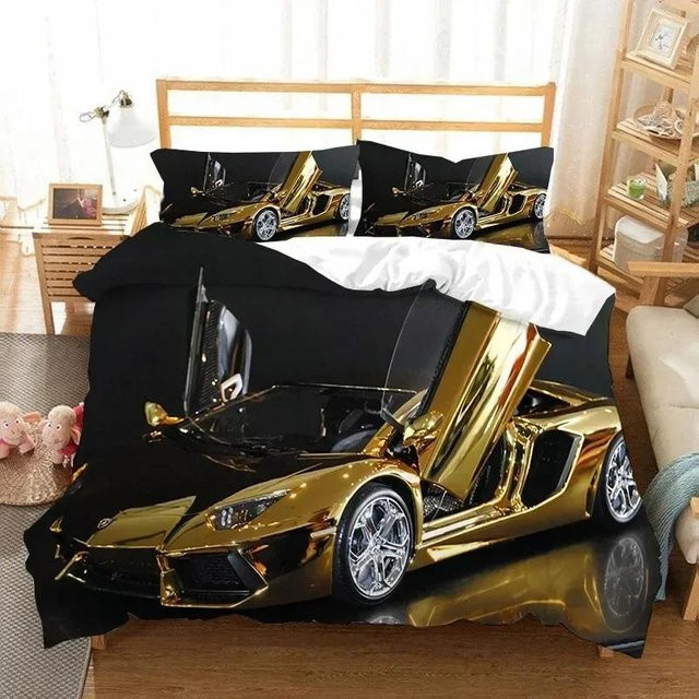 3D Sportwagen Bettwäsche-Set mit Kissenbezug in King-Größe, B/H: 245 x 210 cm - Bild 1