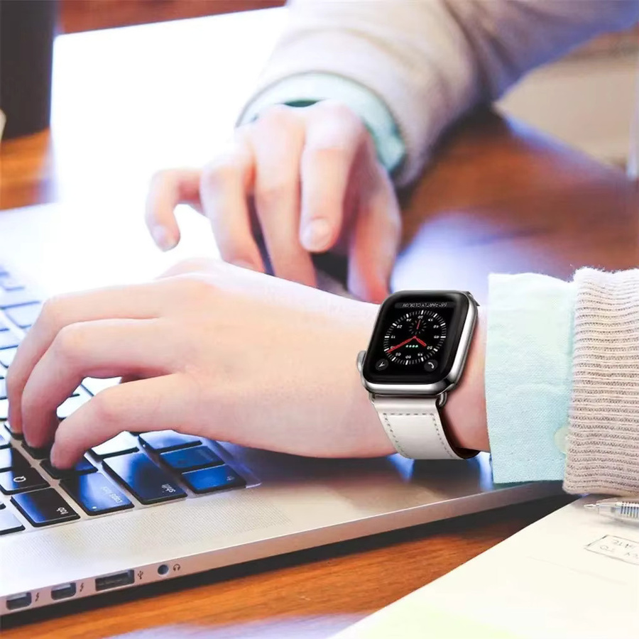 Lederband für Apple Watch, Leder, Weiß, Unisex - Bild 4