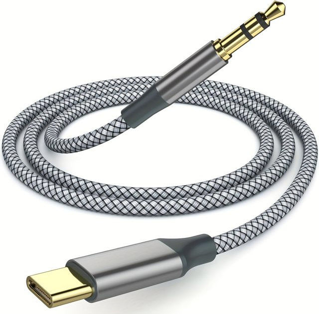 USB-C auf 3,5 mm Audio-Adapterkabel in Silber, kompatibel mit Apple iPhone 16/15 Pro Max/15/16 Plus und Samsung Galaxy S21–24/Note 20 - Bild 1