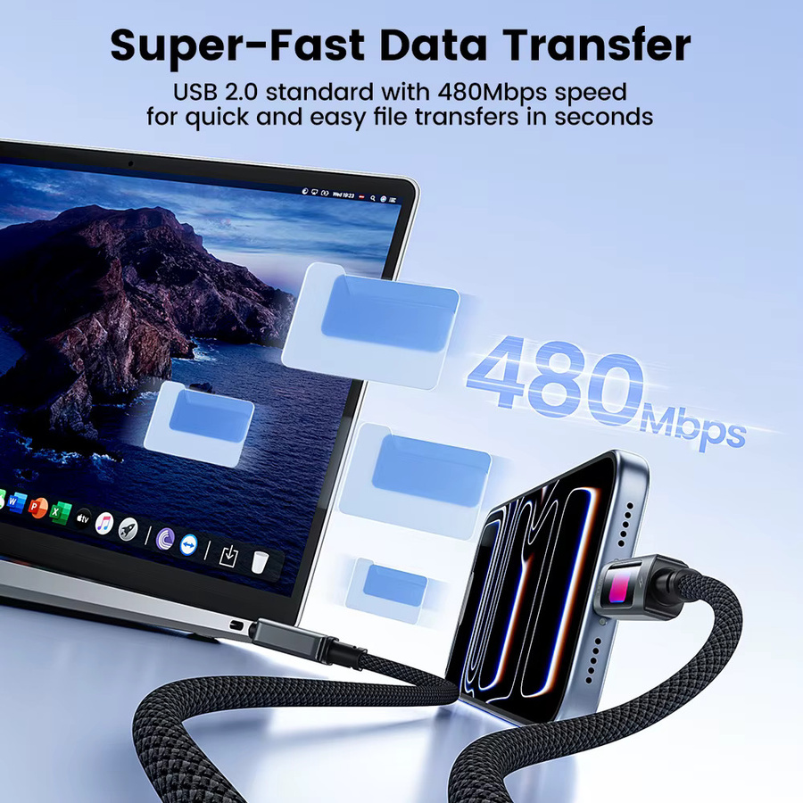 Toocki USB C auf USB C Kabel PD 100 W Schnellladekabel mit E-Marker Chip, Schwarz - Bild 3