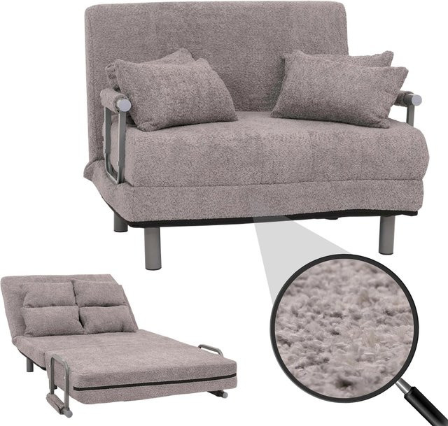Schlafsessel MCW K29 als Schlafsofa und Gästebett mit klappbaren Armlehnen aus Stoff Bouclé in Grau, Liegefläche B: 100 cm, L: 190 cm - Bild 1