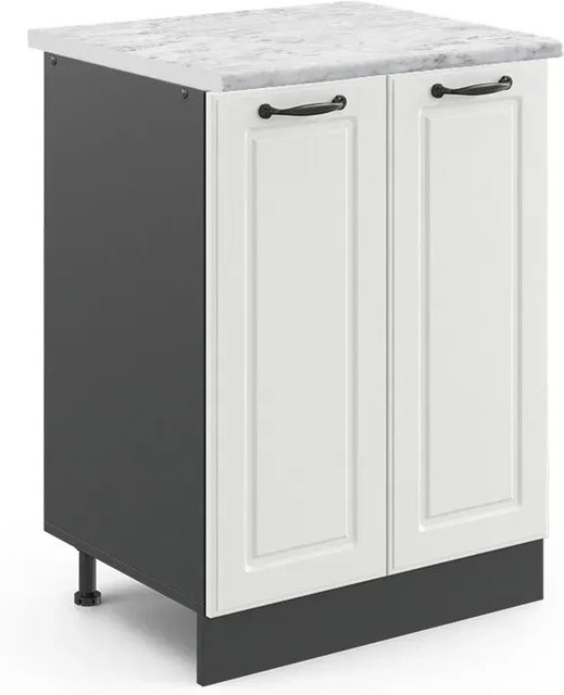 Vicco Küchenunterschrank R-Line Landhausstil in Weiß und Anthrazit mit Marmor-Optik, B/T/H: 60 x 60 x 81,6 cm - Bild 1