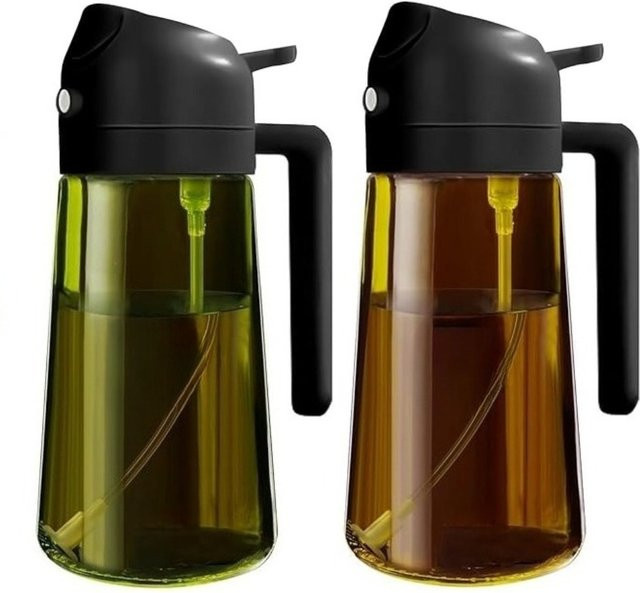 Galavilly Öl Sprayer aus dunklem Glas, 470 ml Ölspender für Küche und BBQ, Grün/Transparent - Bild 1