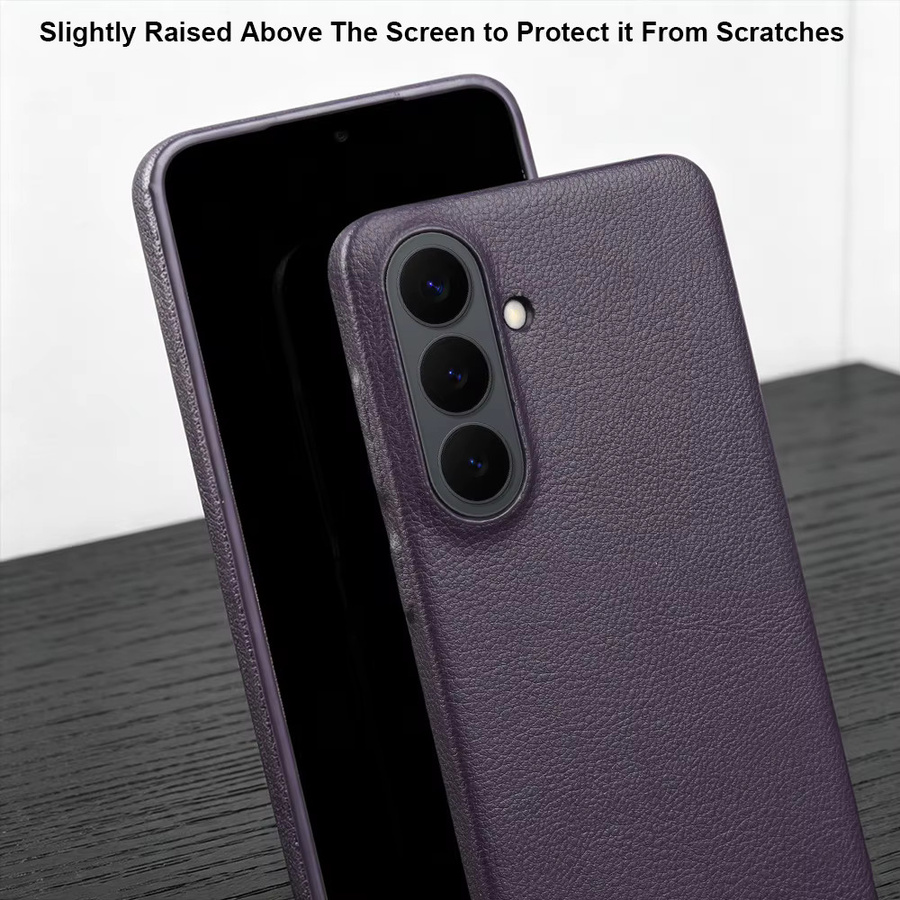 Premium Leder Handyhülle für Samsung Galaxy S26 Plus S25 Edge S24 S23 FE S22 S21 S20 Note20 Ultra in Schwarz und Lila - Bild 2
