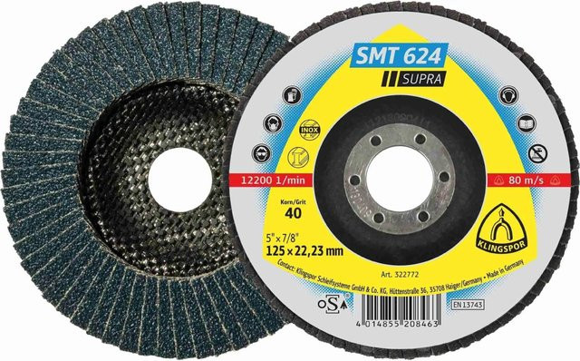 Klingspor SMT 624 Schleifmopteller Korn 40 gewölbt, 10 Stück, Multicolor, Durchmesser: 125 mm, Bohrung: 22,23 mm - Bild 2
