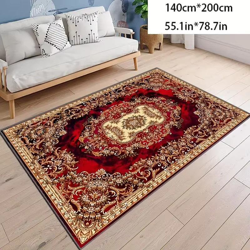 VIKAMA Retro-Bodenmatte im Vintage-Stil, rutschfest und langlebig, rechteckig, Farbe: Rot, B/T: 120 x 80 cm - Bild 3