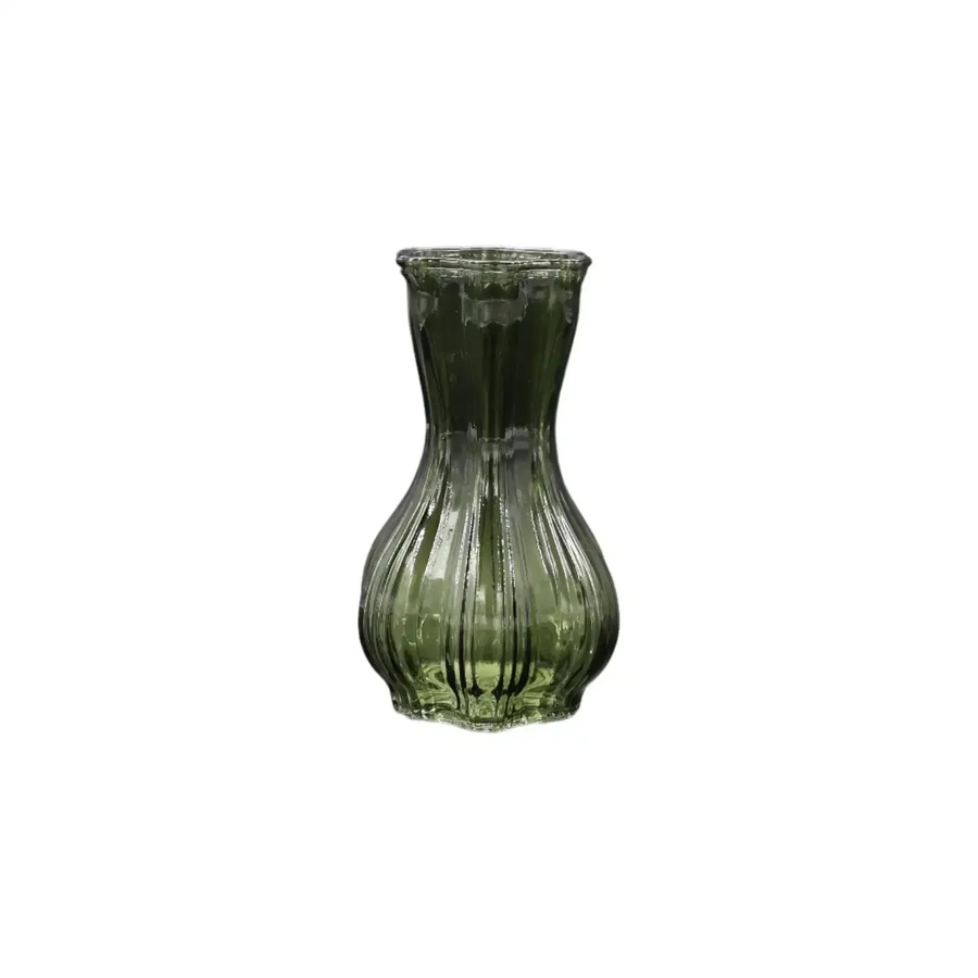 House of Nature Vase Flin Fion in Antikgrün mit Rillenstruktur aus Glas, Höhe: 15 cm - Bild 1