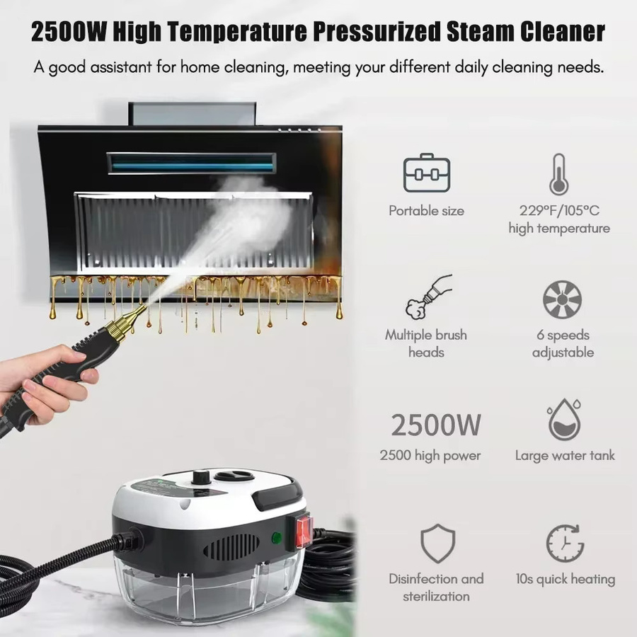 Tragbarer 2500 W Dampfreiniger zur Hochtemperatur-Sterilisation in Rot-Weiß für Zuhause, Auto und Küche - Bild 2