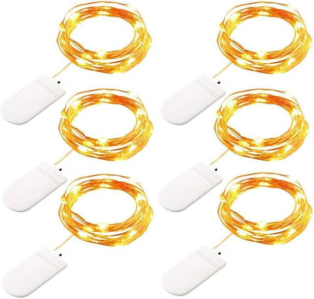 6er-Pack Peach Forest LED-Lichterketten in Warmweiß mit Silberdraht, batteriebetrieben und wasserdicht, ideal für Weihnachtsdekoration, Party und Hochzeit - Bild 1