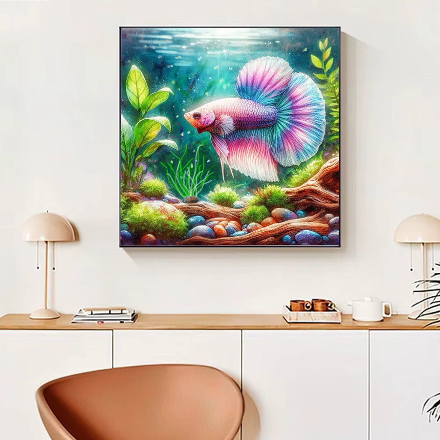 Huacan 5D Diamantmalerei DIY Unterwasser-Landschaft mit Fischen als rundes Mosaik-Kunstbild in Multicolour - Bild 3