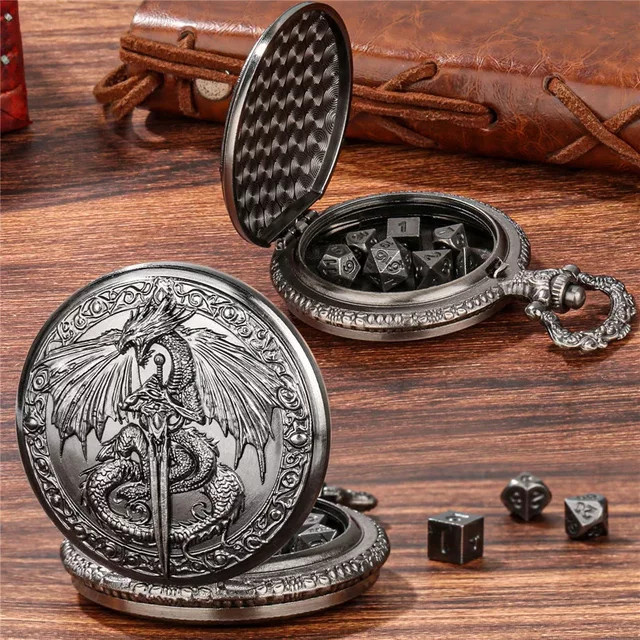 MEIZHI Taschenuhr-Gehäuseanhänger-Kette Set, Metall, Silber, Unisex - Bild 1
