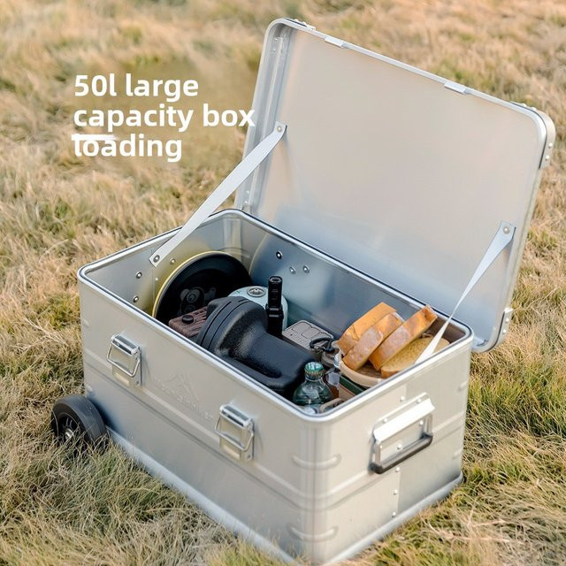 MOUNTAINHIKER Aluminium Rollbox in Silber, tragbare multifunktionale Aufbewahrungsbox für Outdoor, Camping und Auto - Bild 1
