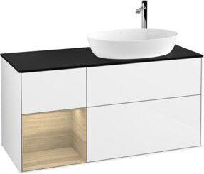 V&B Waschtischunterschrank Finion mit Wandbeleuchtung, Farbe: Weiß lackiert und Eiche, B/T/H: 120 x 50,1 x 60,3 cm - Bild 1
