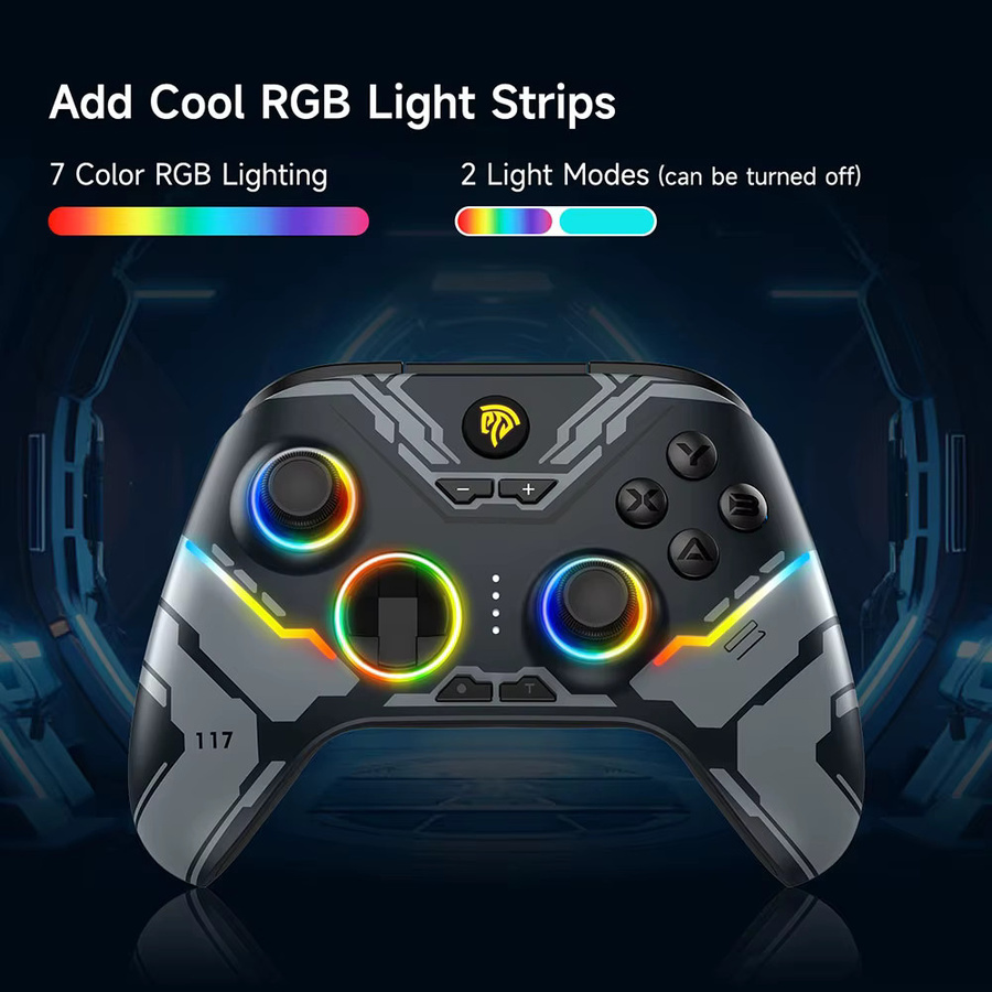 EasySMX X15 Kabelloser Controller mit Hall-Effekt-Joysticks und RGB-Beleuchtung für Android, iOS, PC und Nintendo Switch inklusive 2,4G-Empfänger und USB-C-Kabel - Bild 2