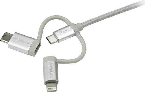 StarTech.com USB-C auf Lightning Ladekabel, geflochten, Silber, 1,0 m - Bild 1