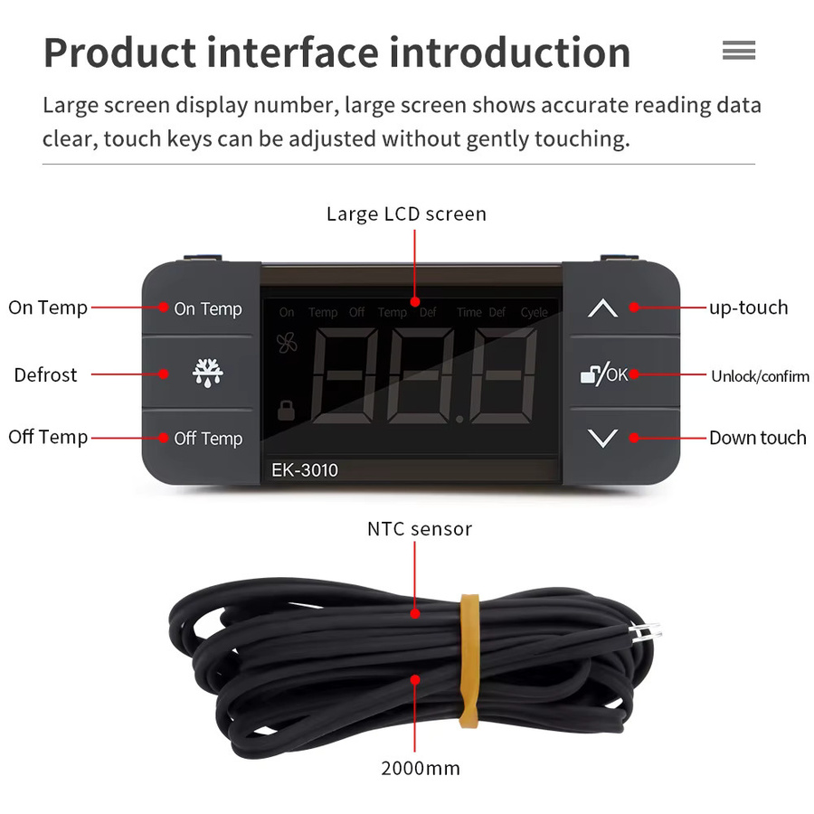 Digitaler Thermostat von JUANJUAN für Inkubatoren mit Heizung, Kühlung, Abtaufunktion und Lüftersteuerung in Schwarz - Bild 3