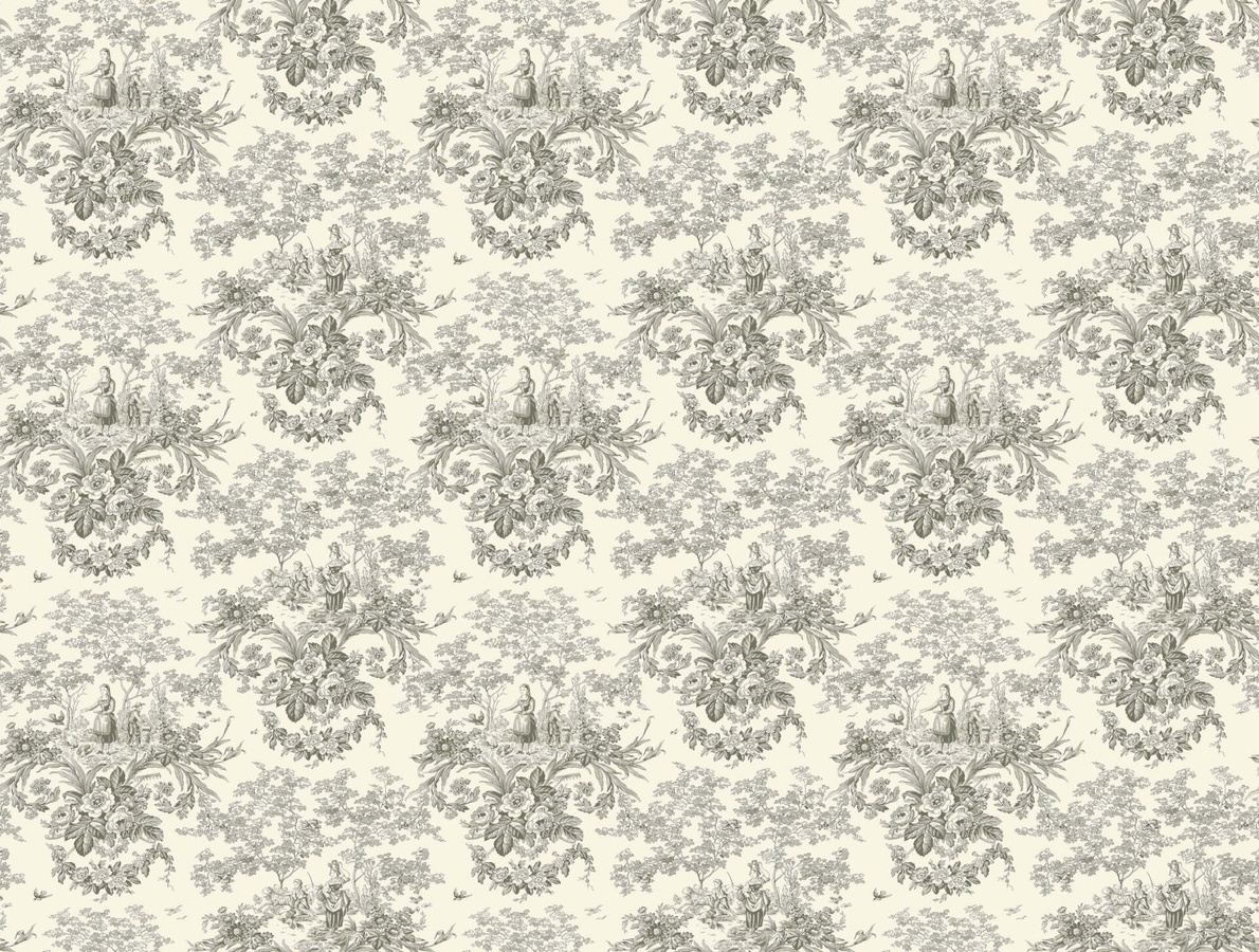 Quenin Tapete Beaux Jours in Cendre mit floralem Vintage-Design und botanischem Muster aus Vlies, Farben: Grau und Beige - Bild 1