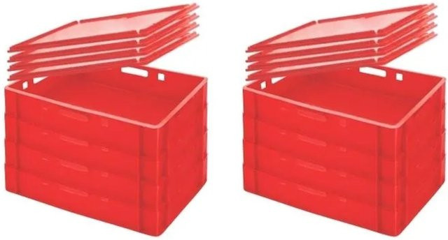CHEFGASTRO SuperSparSet 8 x Eurobehälter Fleischerkasten E1 mit Auflagedeckel, Rot, H x B x T: 12,5 x 40 x 60 cm - Bild 1