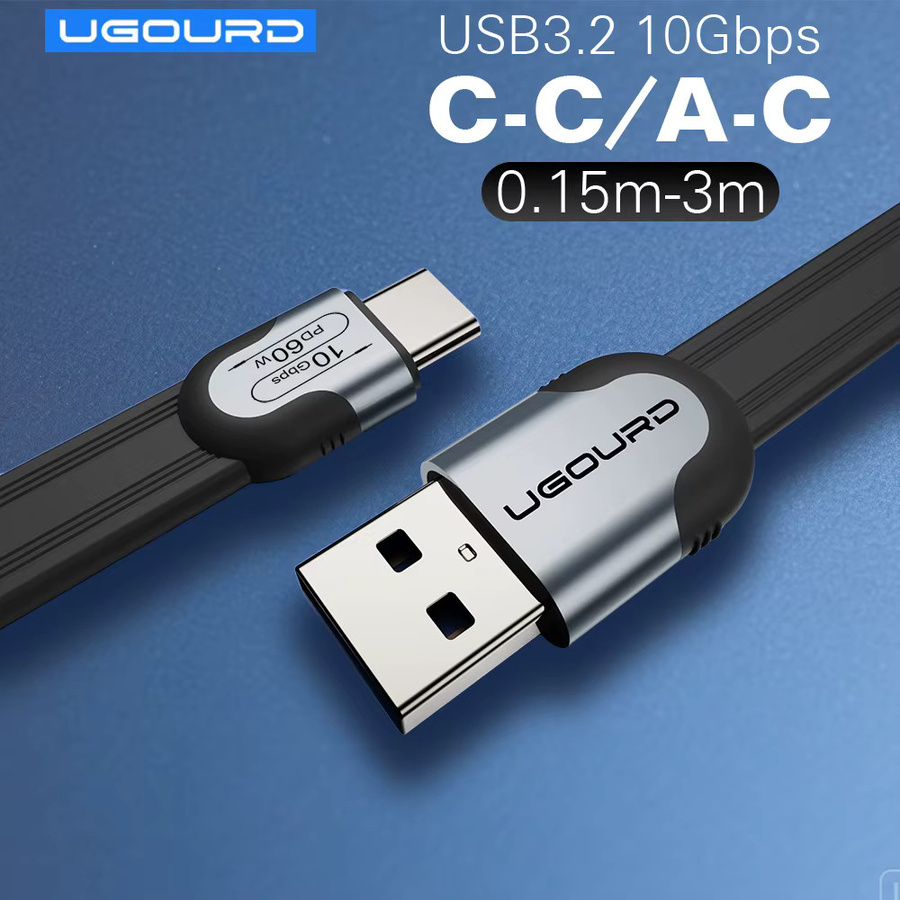 UGOURD USB-A auf USB-C Kabel 10Gbps Datenübertragung USB 3.1/3.2 Gen2 mit 60W Ladeleistung, Schwarz - Bild 2