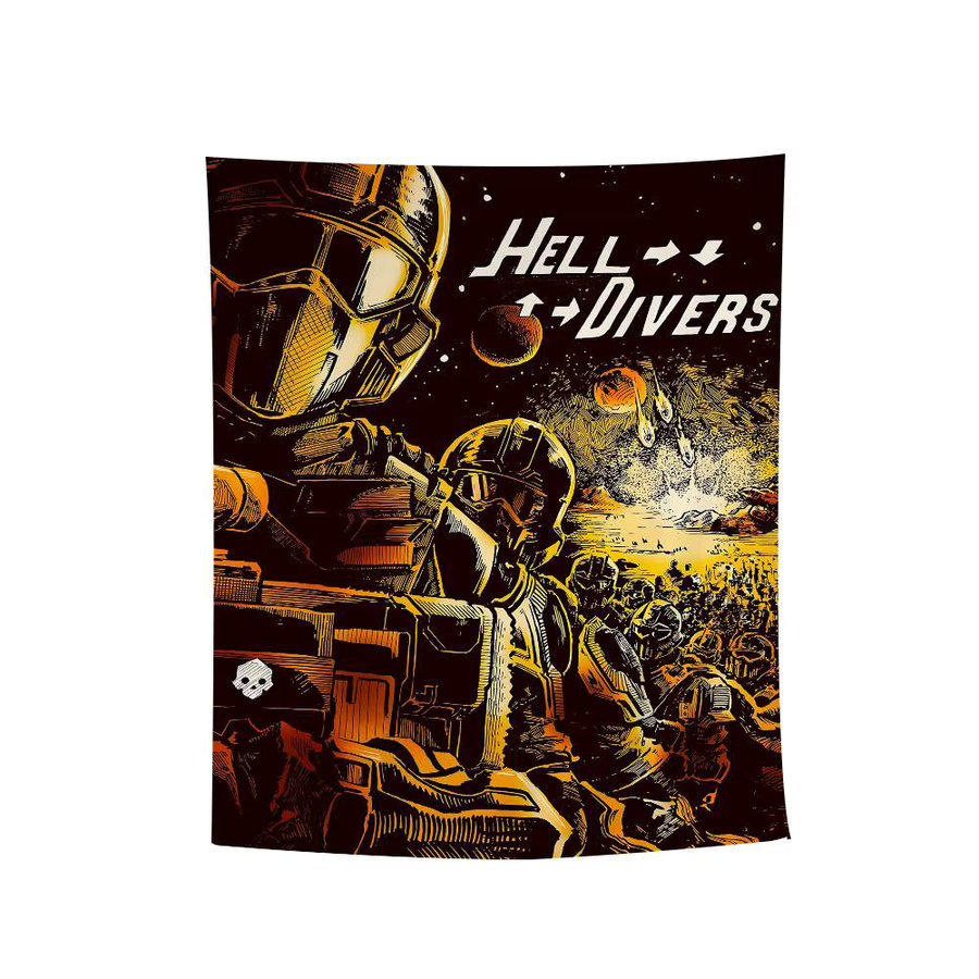 Potdemiel Helldiver 2 Anime Wandteppich mit Hippie Blumen Design als Wandbehang für dein Wohnheim oder Zuhause - Bild 6