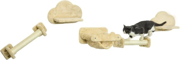 PawHut 5-teilige Katzentreppe mit Hängematte und Kratzstämmen in Beige - Bild 1