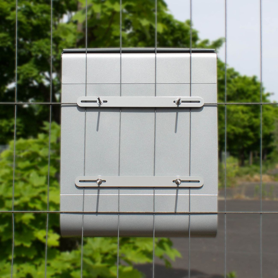 banjado Briefkasten Zaunhalterung aus Stahl in Silber und Grau mit Schrauben - Bild 1