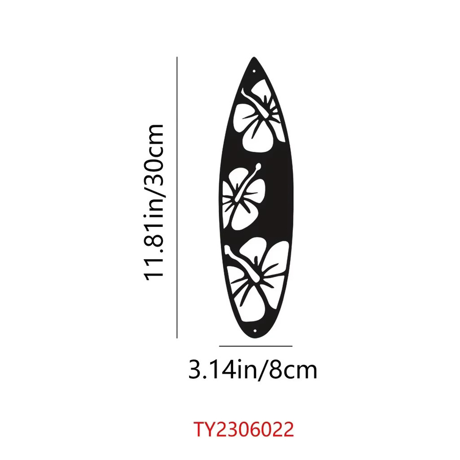 Cifbuy Metall Wanddekoration Surfbrett Set mit Palmen-Motiv in Schwarz - Bild 2