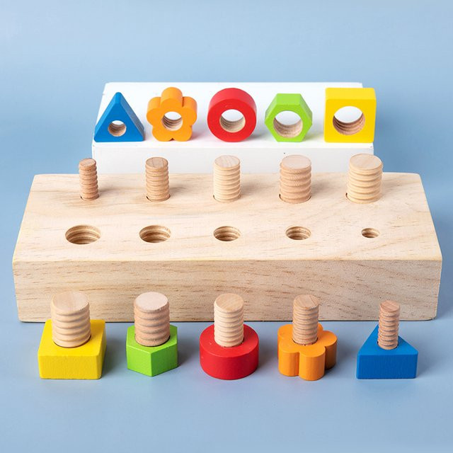 Tlewj Holzschrauben-passendes Puzzlebrett, Shape Sorter, Holz, Bunt / Mehrfarbig - Bild 1