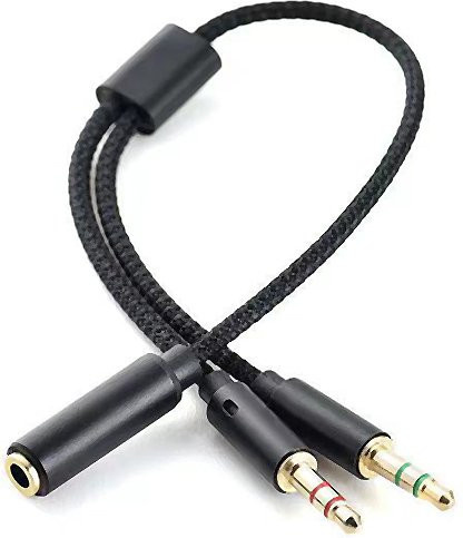 JCD Y-Splitter-Kopfhörer-Adapter Schwarz mit 3,5 mm Klinke für Headset auf PC (1 Buchse auf 2 Stecker) - Bild 1