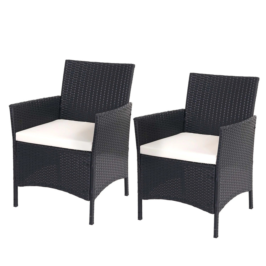 2er-Set MCW Poly-Rattan Gartensessel Halden in Anthrazit mit beigen Kissen - Bild 2