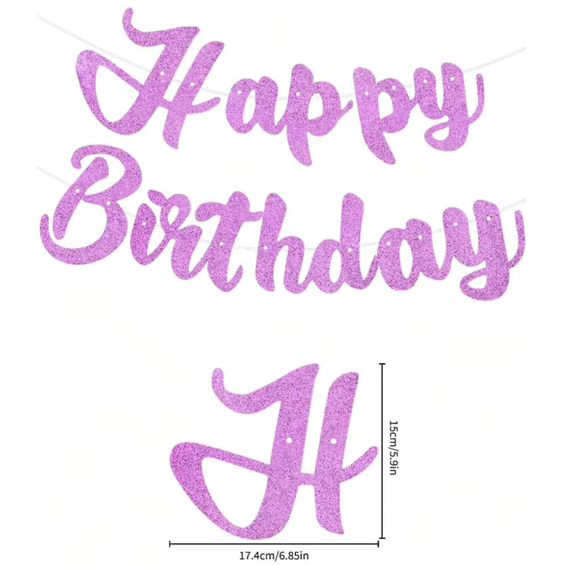 VRISE Alles Gute zum Geburtstag Banner als Party Dekoration in Gold und Lila - Bild 2