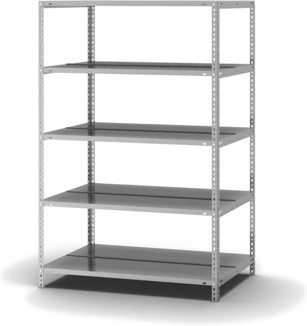 PROREGAL Aktenregal mit Schraubsystem, verzinktes Grundregal in Silber, 5 Ebenen, H x B x T: 150 x 100 x 60 cm - Bild 1