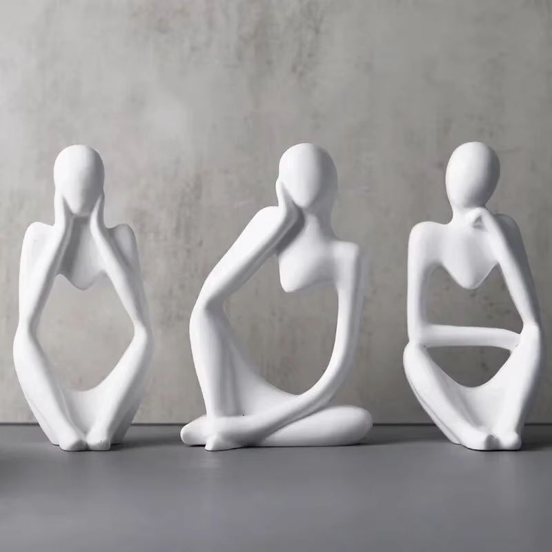 UDOCOOL Abstrakte Denker Statue in Weiß – Moderne Kunstharz Dekoration für dein Zuhause - Bild 2