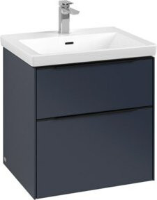 Villeroy & Boch Waschtischunterschrank Subway 3.0 in Weiß und Blau, Wandmontage mit LED-Beleuchtung und Schubladen, B/T/H: 57,2 x 57,6 x 47,8 cm - Bild 1