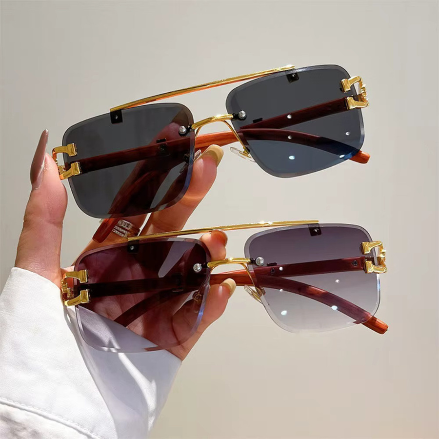 Sonnenbrille, randlos, quadrat, schwarz, rot, unisex - Bild 1