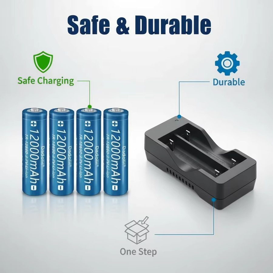 Koonenda 18650 Li-Ion Akku Set mit Ladegerät, 12000 mAh, 3,7 V, Blau - Bild 4