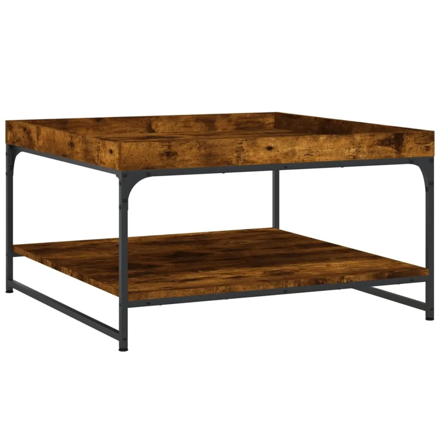 vidaXL Couchtisch aus Holzwerkstoff und Eisen in Räuchereiche, B/T/H: 80 x 80 x 45 cm - Bild 2