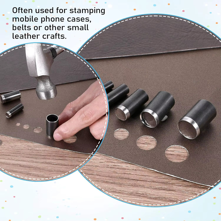 15-teiliges Leder-Kreisschneider-Werkzeug-Set mit Aufbewahrungsbox, Hohlstanzer und Cutter-Werkzeug für Lederhandwerk, 1–15 mm - Bild 4
