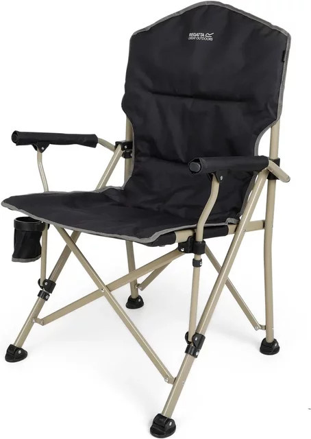 Regatta Forza II Gartenstuhl mit Armlehnen in Grau und Schwarz aus UV-beständigem Polyester und pulverbeschichtetem Stahl - Bild 1