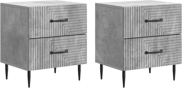 vidaXL Nachttisch Set 2 Stück in Betongrau im Vintage-Design aus Holzwerkstoff B/T/H: 43 x 34,5 x 47,5 cm - Bild 1