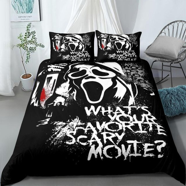 Scream Horror Bettwäsche Set mit Motiv, Schwarz, B/H: 150 x 220 cm - Bild 1