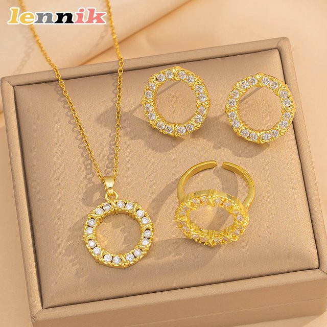 LENNIK Kreis-Set, vergoldet, Diamant, Zirkonia, Damen - Bild 1