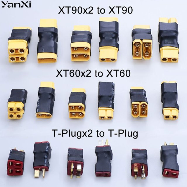 ChengHaoRan XT60 XT90 T-Stecker Parallel- und Serienschalter-Adapter in Gelb für RC Lipo Akku und ESC - Bild 1