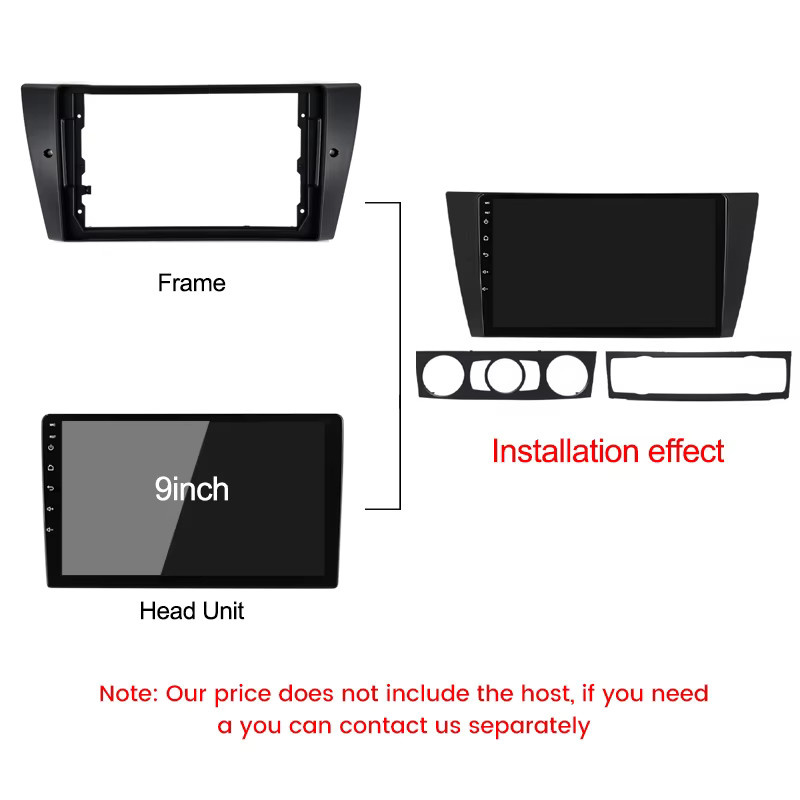 Mekede 2DIN Auto Radio Einbaurahmen für BMW E90, 9 Zoll Panel Trim Kit, Schwarz - Bild 3