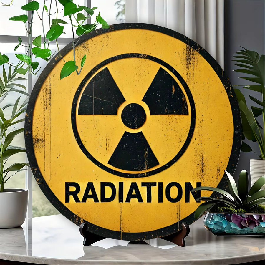 Rundes Aluminium-Wandschild Radiation von EAS in Gelb, Durchmesser: 20,3 cm - Bild 3
