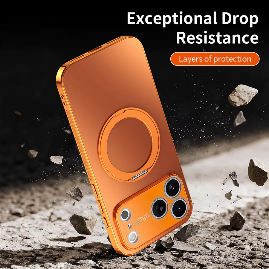 Stoßfeste MagSafe Handyhülle mit 360 Grad rotierendem Magnetring für iPhone 17 16 15 14 13 Pro Max Air in Schwarz Cyan und Orange - Bild 3