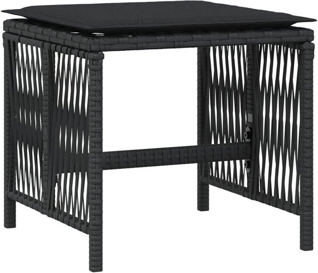 vidaXL Gartenhocker Set mit Kissen aus Poly Rattan und Metall, 4 Stück, Hellgrau, B/T/H: 41 x 41 x 36 cm - Bild 1